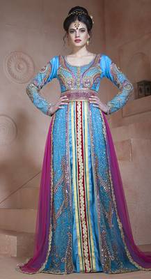 Fiorzi And Dark Pink Velvet And Net And Silk Stones And Sequins And Lace And Resham Islamic Kaftans 1