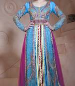 Fiorzi And Dark Pink Velvet And Net And Silk Stones And Sequins And Lace And Resham Islamic Kaftans