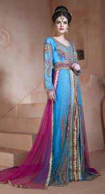 Fiorzi And Dark Pink Velvet And Net And Silk Stones And Sequins And Lace And Resham Islamic Kaftans 2