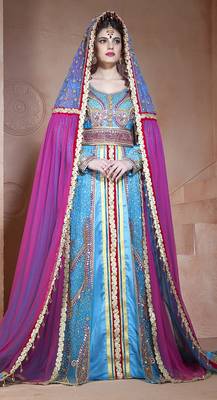 Fiorzi And Dark Pink Velvet And Net And Silk Stones And Sequins And Lace And Resham Islamic Kaftans 1