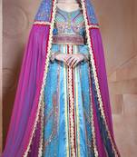 Fiorzi And Dark Pink Velvet And Net And Silk Stones And Sequins And Lace And Resham Islamic Kaftans