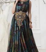 Mutli Color And Black Satin And Net Stones And Sequins And Lace And Resham Islamic Kaftans