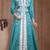 Dark See Green And White Silk Thread Work And Lace Islamic Kaftans
