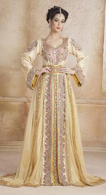 Gold Crepe And Brocade Stone And Lace Work Islamic Kaftans 1