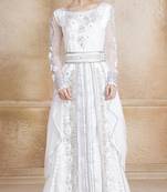 White Satin And Silk And Net Stones And Sequins And Lace And Resham And Ribbon Work Islamic Kaftans