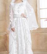 White Satin Silk And Net Stones And Sequins And Lace And Resham And Ribbon Work Islamic Kaftans