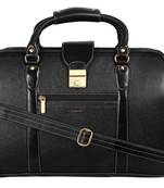 Black genuine leather formal designer laptop bags