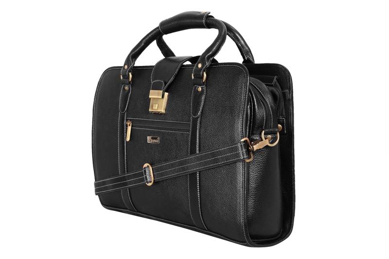 Black genuine leather formal designer laptop bags SCHARF 2377716
