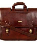 Brown genuine leather formal designer laptop bags