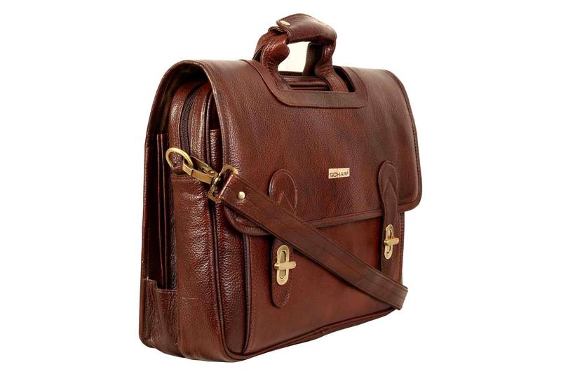 Brown genuine leather formal designer laptop bags