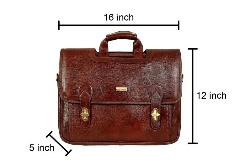 Brown genuine leather formal designer laptop bags
