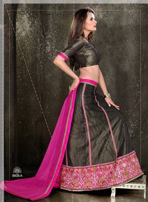 Black With Rani Color  Multi Emb With Heavy Border Work 2