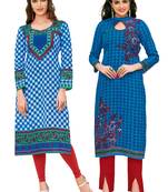 Multicolor Printed 2 Cotton Unstithced Kurti