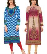 Multicolor Printed 2 Cotton Unstithced Kurti