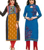 Multicolor Printed 2 Cotton Unstithced Kurti