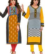 Multicolor Printed 2 Cotton Unstithced Kurti
