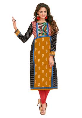 Multicolor Printed 2 Cotton Unstithced Kurti 2