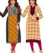 Multicolor Printed 2 Cotton Unstithced Kurti