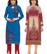 Multicolor Printed 2 Cotton Unstithced Kurti