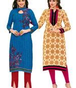 Multicolor Printed 2 Cotton Unstithced Kurti