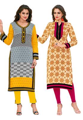 Multicolor Printed 2 Cotton Unstithced Kurti 1