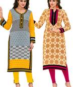 Multicolor Printed 2 Cotton Unstithced Kurti