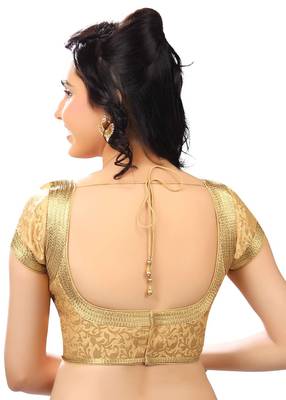gold brocade jari unstitched blouse 2