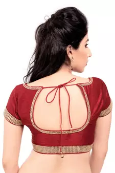 Maroon Banglory Lace Unstitched Blouse