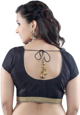 black raw silk lace unstitched blouse 2