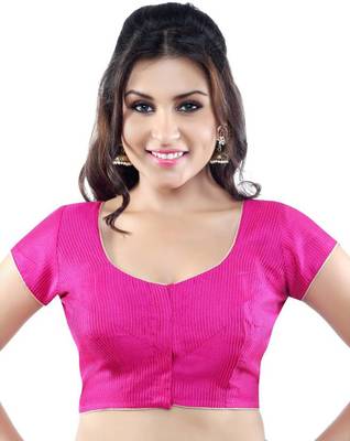 pink raw silk lace unstitched blouse 1