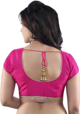 pink raw silk lace unstitched blouse 2