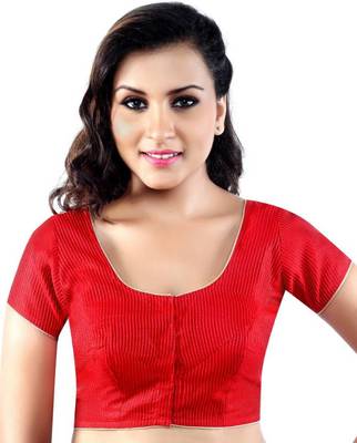 Red Silk Blend Lace Unstitched Blouse 1
