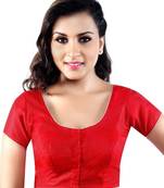 Red Silk Blend Lace Unstitched Blouse