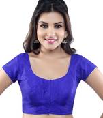 royal blue raw silk lace unstitched blouse
