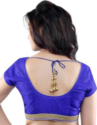 royal blue raw silk lace unstitched blouse 2