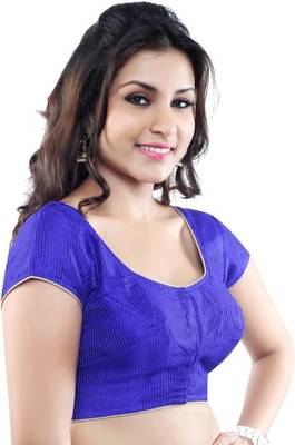 royal blue raw silk lace unstitched blouse 3