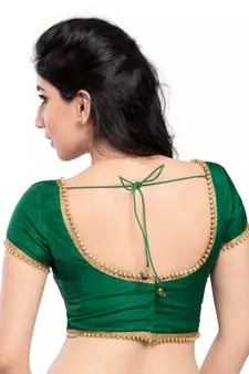 Green Tapeta Silk Lace Unstitched Blouse