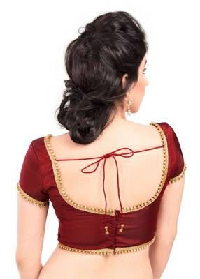 Maroon Tapeta Silk Lace Unstitched Blouse 2