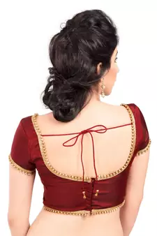 Maroon Tapeta Silk Lace Unstitched Blouse
