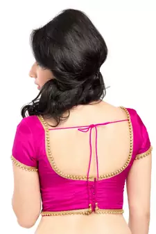 Pink Silk Lace Unstitched Blouse