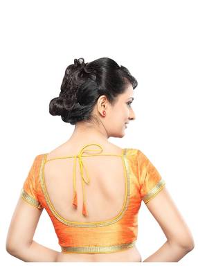 orange banglory lace unstitched blouse 3
