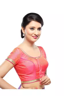 Pink Banglory Lace Unstitched Blouse