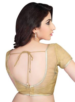 gold shimmer net unstitched blouse 2