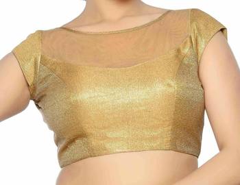 gold shimmer net unstitched blouse 2