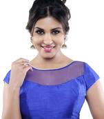 royal blue banglory net unstitched blouse