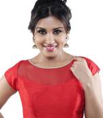 red banglory net unstitched blouse