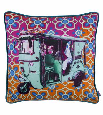Turquoise Green Taxi Glaze Cotton Cushion Cover 16x16 Inches 1