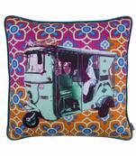 Turquoise Green Taxi Glaze Cotton Cushion Cover 16x16 Inches