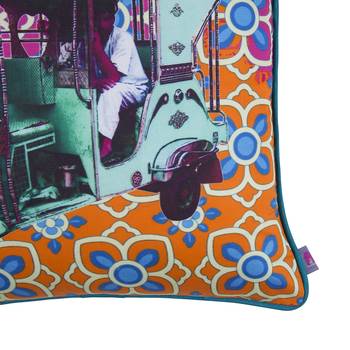 Turquoise Green Taxi Glaze Cotton Cushion Cover 16x16 Inches 3