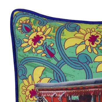 Red Taxi Glaze Cotton Cushion Cover 16x16 Inches 3